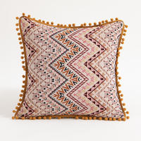 Housse de coussin chauffante portable en tricot géométrique noir et blanc à rayures florales, jacquard, style nordique et ethnique d'Afrique du Sud pour chambre à coucher