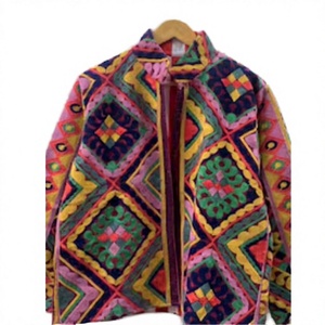 Rajasthani Textile Embroidered Velvet Bomber <b>Jacket</b> | Handmade Reversible Cotton <b>Winter</b> <b>Jacket</b> | Eco-Friendly Windproof Gift for - Product Image 3