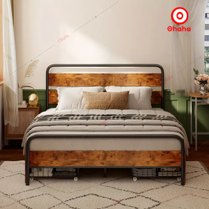 Lit plateforme contemporain en métal Cadre en acier robuste avec design simple Cadre en acier élégant et simple pour les maisons modernes - Product Image 2