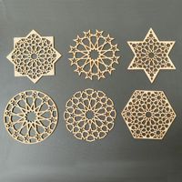 Ensemble de sous-verres en bois vierges, ajourés et sculptés, écologiques, style art populaire, à personnaliser, formes variées, pour décoration intérieure, artisanat de table, boîtes en bois et décorations murales