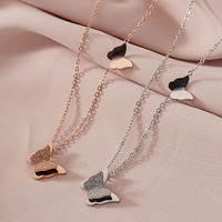 Collier papillon au design coréen et japonais, chaîne de clavicule pour femme, collier simple en acier inoxydable, élégant et tendance