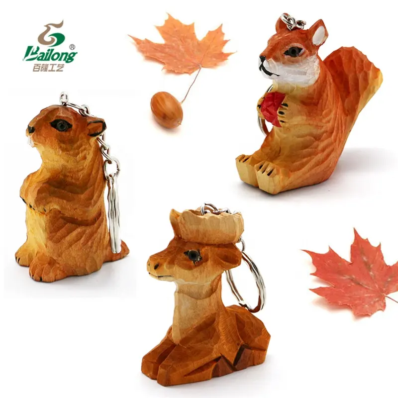 Porte-clés souvenir d'animaux avec sculpture en bois, fait à la main, cadeau personnalisé et souvenir