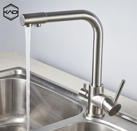 Robinet de cuisine à 3 voies en acier inoxydable noir mat de haute qualité robinet de filtre à eau à double poignée moderne pour l'installation d'évier hôtels
