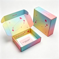 Boîtes d'emballage cadeau avec logo personnalisé, impression dégradée arc-en-ciel, boîte pour vêtements, cosmétiques, boîte pliable en papier pour l'expédition