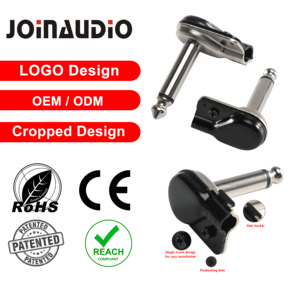 Connecteur de remplacement <span class=keywords><strong>jack</strong></span> <span class=keywords><strong>TS</strong></span> L 6,35 mm coudé à droite, plaqué nickel noir, certifié CE, pour câble de raccordement de guitare Akai <span class=keywords><strong>Mini</strong></span> Flat - Product Image 1