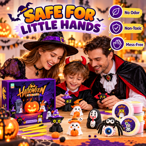 Argile à modeler douce séchant à l'air, 12 couleurs en coupelles, thème Halloween pour enfants, artisanat DIY et vente en gros - Product Image 3