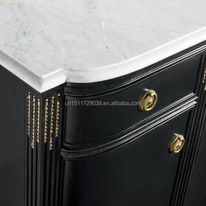 <span class=keywords><strong>Credenza</strong></span> Classica di Lusso <span class=keywords><strong>Nera</strong></span> con Piano in Marmo, Mobile Buffet per Sala da Pranzo e Casa - Product Image 5