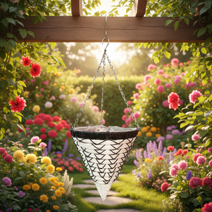 Maceta Colgante de Mimbre Tejida a Mano en Forma de Cono, Negra y Blanca, con Forro y Cadenas, <span class=keywords><strong>para</strong></span> Decoración de Jardín, Balcón o Exterior - Product Image 6