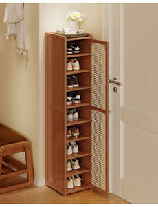 Étagère à chaussures moderne étroite multi-niveaux anti-poussière pour usage domestique et commercial (centre commercial/entrepôt) en bambou et MDF, 7 étagères - Product Image 3