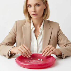 Plato de Servir Rojo de Diseño Moderno y Lujoso, Redondo, de Resina de Color Sólido, Ecológico, Apto para Lavavajillas - Product Image 1