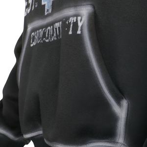 TOPSHOW New Design Dirty Wash 500 Gsm Pullover Cotton <b>Fleece</b> <b>Black</b> Custom Dtg Print Graphic Oversized Heavyweight Hoodie - Product Image 6
