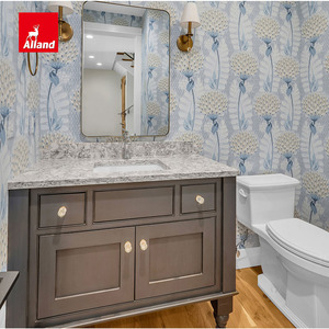Meuble-lavabo traditionnel autoportant Allandcabinet en bois massif <span class=keywords><strong>de</strong></span> cerisier cannelé avec évier encastré et grand miroir LED - Product Image 3