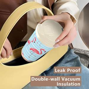 Flamant rose <span class=keywords><strong>sur</strong></span> rayures bleues isolé en acier inoxydable gobelet coffre tasse à café avec couvercle tirer Stock poignée sangle forme cylindrique - Product Image 6