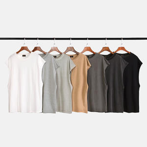 Moda canottiera uomo, 2020 100 cotone Hip Hop maschile ampia tinta unita camicia senza maniche t-Shirt canotta - Product Image 1