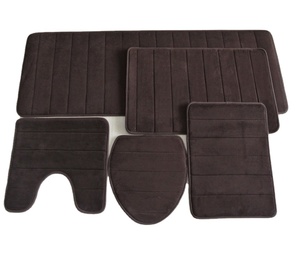 5-teiliges Set weicher, saugfähiger Memory-Schaum-Badematte mit rutschfester SBR-Rückseite für Badezimmer und Dusche - Product Image 1