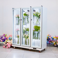Réfrigérateur vertical pour fleurs de supermarché, 3 portes, sur mesure, haute qualité, pour exposition de fleurs