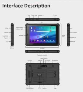 แท็บเล็ตทางการแพทย์ Android Ip67 กันน้ำ รองรับลายนิ้วมือ ทนทาน สำหรับ 10000mah 4g Pc Sk-10m - Product Image 4