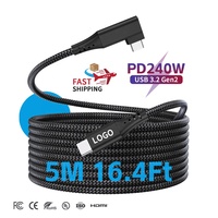Cable USB C PD3.1 de 240W, 5A, Carga Rápida, Ángulo Recto, Chip E-Marker, Cable de Datos Trenzado Corto para Cableado Interno de Dispositivos Electrónicos