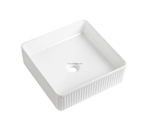 现代白色圆形陶瓷艺术浴室水槽横纹洗手盆台面酒店家用 - Product Image 4