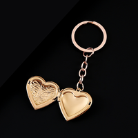 Ywyougang Porte-clés Cœur Double 4 Couleurs, Cadre Photo Ouvrable, Pendentif Amour en Acier Inoxydable, Cadeau