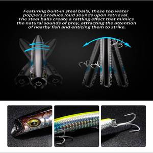 Leurre flottant SNEDA 12cm 21.7g Lipless Surface Walker pour poisson mandarin et tête de serpent, idéal pour les eaux peu profondes - Product Image 6