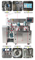 Mélangeur émulsifiant sous vide à levage hydraulique avec contrôle PLC, 10L, pour la production de crèmes cosmétiques, onguents, lotions et gels