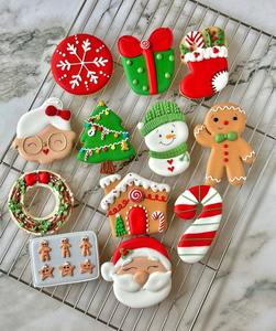 Galletas de Navidad al por Mayor Personalizadas con Glaseado Real, Galletas de Azúcar Hechas a Mano, Decoración de Árbol de Navidad, Papá Noel y Jengibre, Comida para Fiestas - Product Image 1