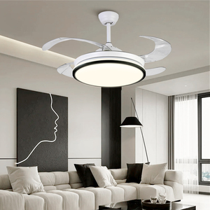 Modern 42" Retractable LED Ceiling <b>Fan</b> Invisible Blades 3CCT <b>Remote</b> <b>Control</b> 6-Speed Timing Function for Living Room Bedroom - Product Image 6