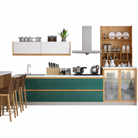 Ensemble d'armoires de cuisine en bois massif sur mesure avec porte à cadre solide, tiroir à queue de pie, charnière à fermeture douce, vente en gros OEM ODM en vrac
