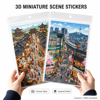 Autocollants de scène miniature 3D personnalisés, style coréen, détaillés, faits à la main, pour scrapbooking et journalisation, OEM ODM