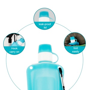 Bouteille d'eau pliable en silicone de 500 ml, étanche, portable, pour le camping en plein air, sac étanche pliable pour la randonnée et les voyages - Product Image 4