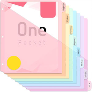 Divisori per Raccoglitori in Plastica Multicolore Traslucidi con 3 Fori Formato Lettera Tasche Assortite - Product Image 1