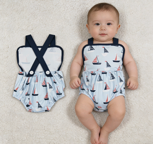 ชุดรอมเปอร์เด็กทารกแบบลำลองปักลายเรือใบอเมริกัน RTS 4th of July USA สำหรับเด็กผู้หญิงและเด็กผู้ชายแรกเกิด - Product Image 1