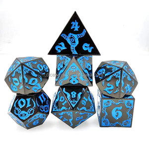 Giá rẻ Giá bán buôn Hợp kim kẽm đa diện <span class=keywords><strong>7</strong></span>-mảnh ma thuật đen kim loại Dice Set cho DND Tabletop chơi game & <span class=keywords><strong>RPG</strong></span> - Product Image 1