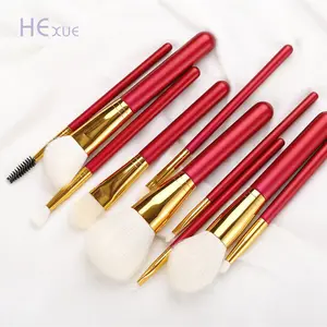 Wholesale makeup brush set cosmetic for fashion lady wool hair 10 Pieces red wood cosmetic brush