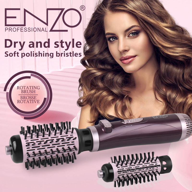 ENZO EN-747 Hair Dryer Brush & Volumizer - Rotating Round Comb for