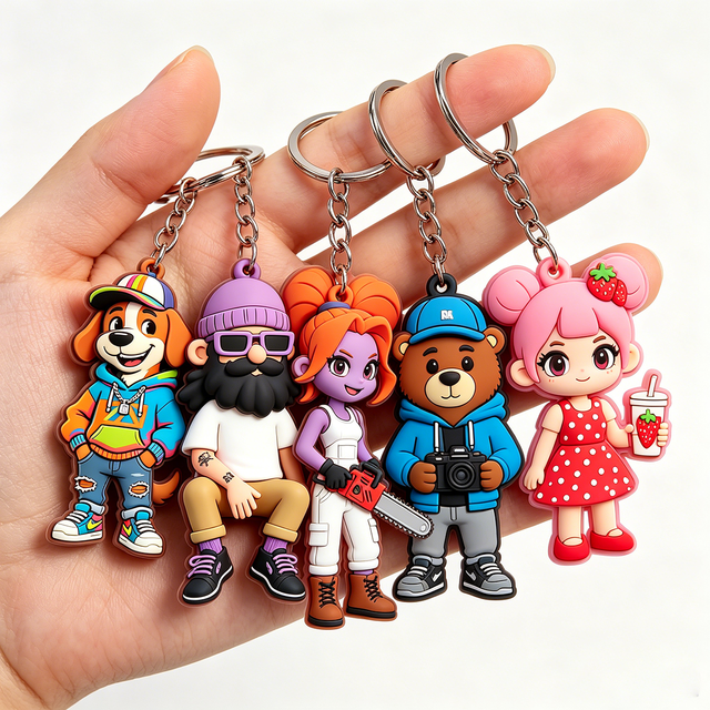 3D Cartoon Anime Keychain Cute Pvc Key Chain Rubber Keyring Keychains