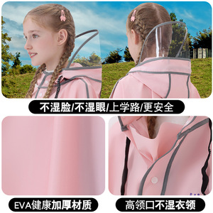 Impermeable Juvenil con Diseño de Dibujos Animados, Impermeable con Bolsillo para Mochila, Poncho de Lluvia con Ala Ancha - Product Image 5