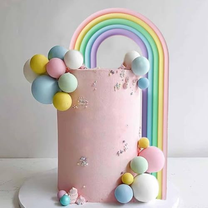ชุดตกแต่งเค้กแบบใหม่ 28 ชิ้น/ถุง ลูกบอลเมฆสีรุ้งปลอม ชุดลูกบอลมาการองปลอม สำหรับตกแต่งเค้ก - Product Image 4