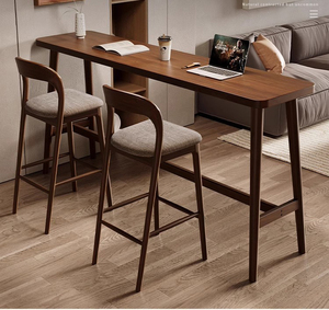 Sgabello da <span class=keywords><strong>Bar</strong></span> in Legno Massello e Tessuto Stile Nordico, Sedia Alta Moderna e Semplice per Reception - Product Image 6