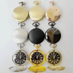 Fashion Smooth 9 Colors Alloy Men Quartz Men Classic Fob Roman Number Black Face Polished Pocket Watches