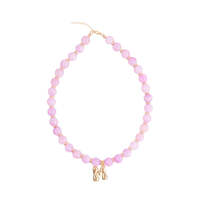 Collier unisexe tendance plaqué or avec pendentif lettre initiale en cristal et perles en pierre naturelle – Bijou cadeau