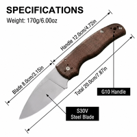 Cuchillo de Acero S30V G10, Cuchillos Industriales, Herramientas, Cuchillos EDC Premium para Exteriores