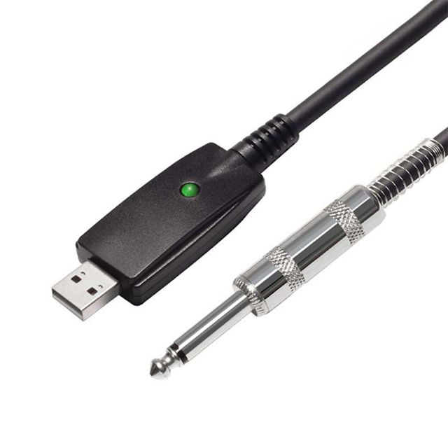 USB Guitar Cable USB Interface Male to 6.35mm 1/4" TS Mono Male Electric Guitar Cable Studio Audio Cable