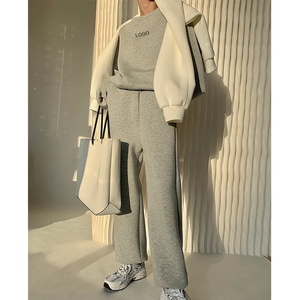 Vêtements d'hiver pour femmes 2024 Ensemble deux pièces épais et personnalisé pour femmes Causal Plus Size Sport Wears 2 Piece Jogger Set Women - Product Image 3