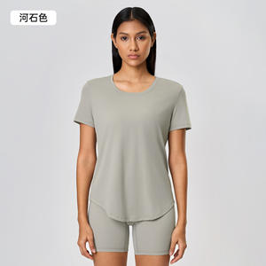 Femmes été vêtements actifs personnalisé entraînement Yoga haut sensation de fraîcheur grande taille à manches courtes respirant chemise personnalisable Sport t-shirt - Product Image 3