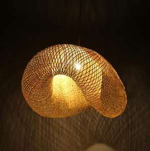 Zeal Lighting Living <b>Room</b> Shell Shaped Rattan Art weave chandelier lamp Led Bamboo Shades Pendant <b>Lights</b> - Product Image 3