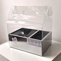 Boîte à gâteau carrée en PVC transparent jetable, écologique, étanche, avec poignée, pour fleurs, fruits, cadeaux, emballage alimentaire, qualité alimentaire, pour la fête des mères