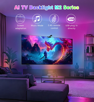 Caméra intelligente IA, synchronisation musicale, bande lumineuse LED RGBIC pour téléviseur, alimentation USB, contrôle par application, pour home cinéma, salle de jeux, ambiance, bande lumineuse