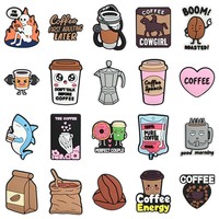 Breloques de chaussures en PVC souple à dos plat, style dessin animé, pour la vente en gros, DIY, série café et boissons, accessoires de décoration pour chaussures et étuis